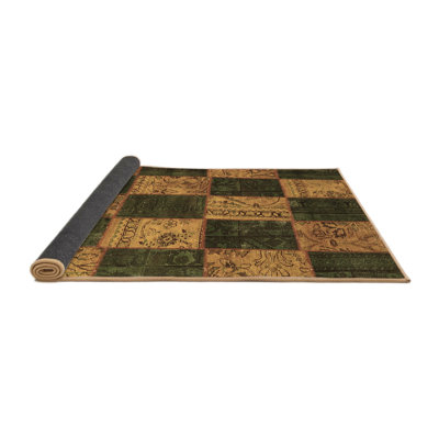 Tapis écossais tissé à la machine en brun / vert