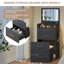 Meuble-lavabo compact 3-en-1 avec miroir, tiroirs de rangement et tabouret - Petite coiffeuse avec lumières pour chambre à coucher ou dortoir-1584327120-1584327132