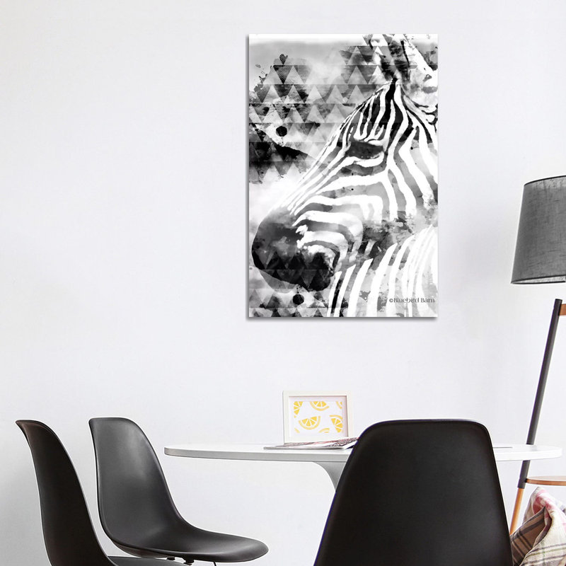 Modern Black & White Zebra by Bluebird Barn - Wrapped Canvas Painting, 101.6 cm H x 66.04 cm W x 3.175 cm D
