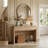 Curved Edge 47.24" Wide Natural MDF Console Table with 2 Drawers-958538643