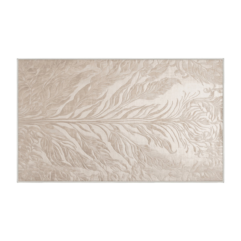 Tapis beige lavable à la machine, Rectangle 6 pi x 9 pi