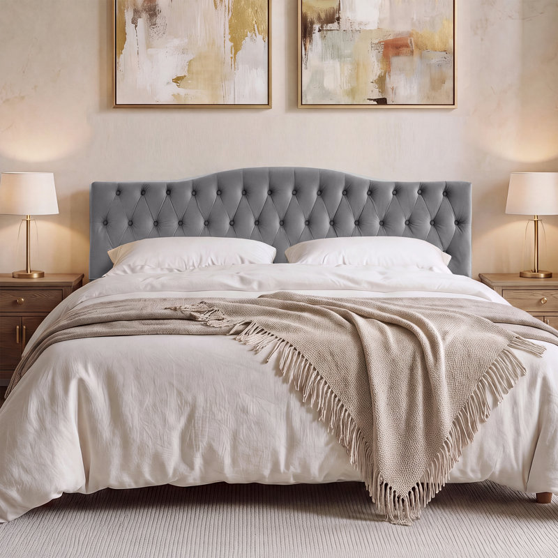 Tête de lit tapissier Aveigha, Très grand, Grey Velvet