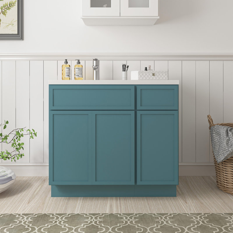 Base de meuble-lavabo simple 36 po seulement, Bleu sarcelle