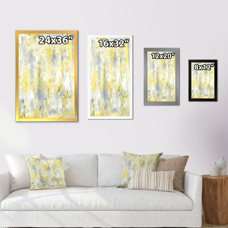 Gris et jaune, art moderne - reproduction d'art moderne et contemporaine sur toile, Cadre photo noir