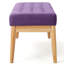 Banc Mid-Century de teinte mauve, base en bois massif, siège, pieds à finition naturelle