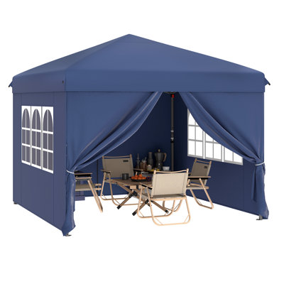 3x3m Outdoor Pop Up Gazebo With Sides And Windows, Waterproof Folding Garden Canopy
