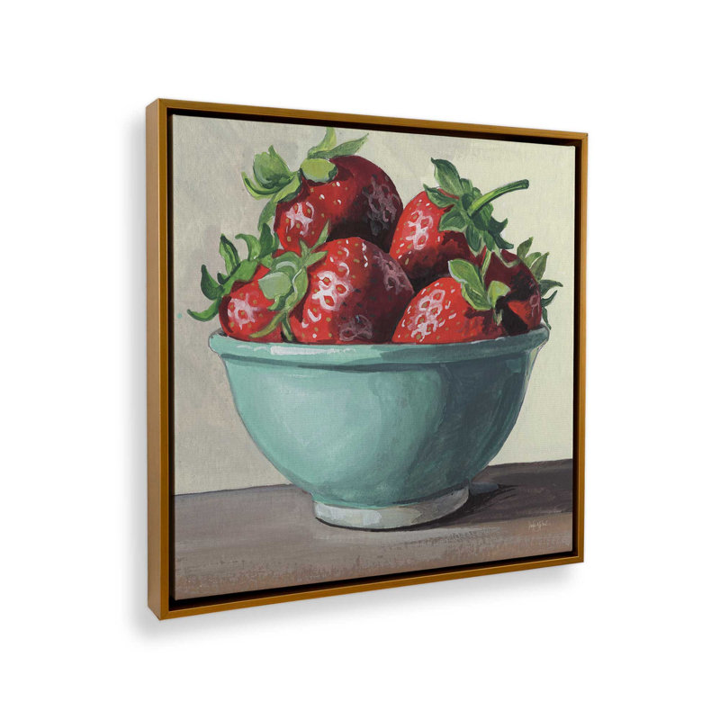 «Country Kitchen Strawberries» par Kate Jarvik Birch, reproduction d'art, 20 W x 20 H, Gold, Framed Canvas