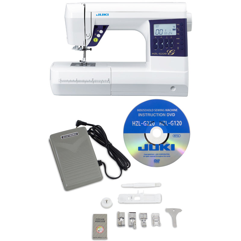 Machine à coudre et à piquer Jaki HZL-G120, Blanc / bleu