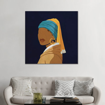 Fille avec une boucle d'oreille en bambou - impression d'art graphique