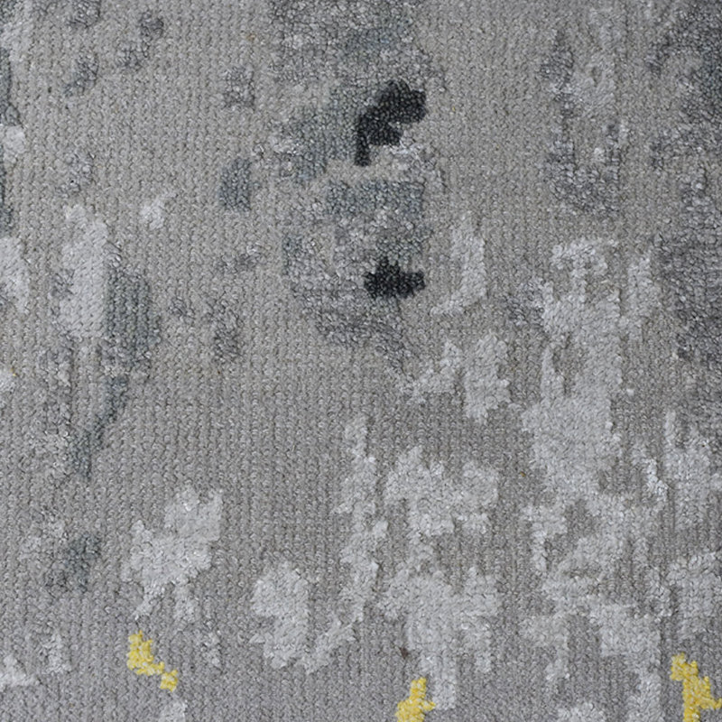 Hand Knotted Premium Quality Abstract Gray Color, Silk and Wool Area Rugs, Rectangle 6' x 9'