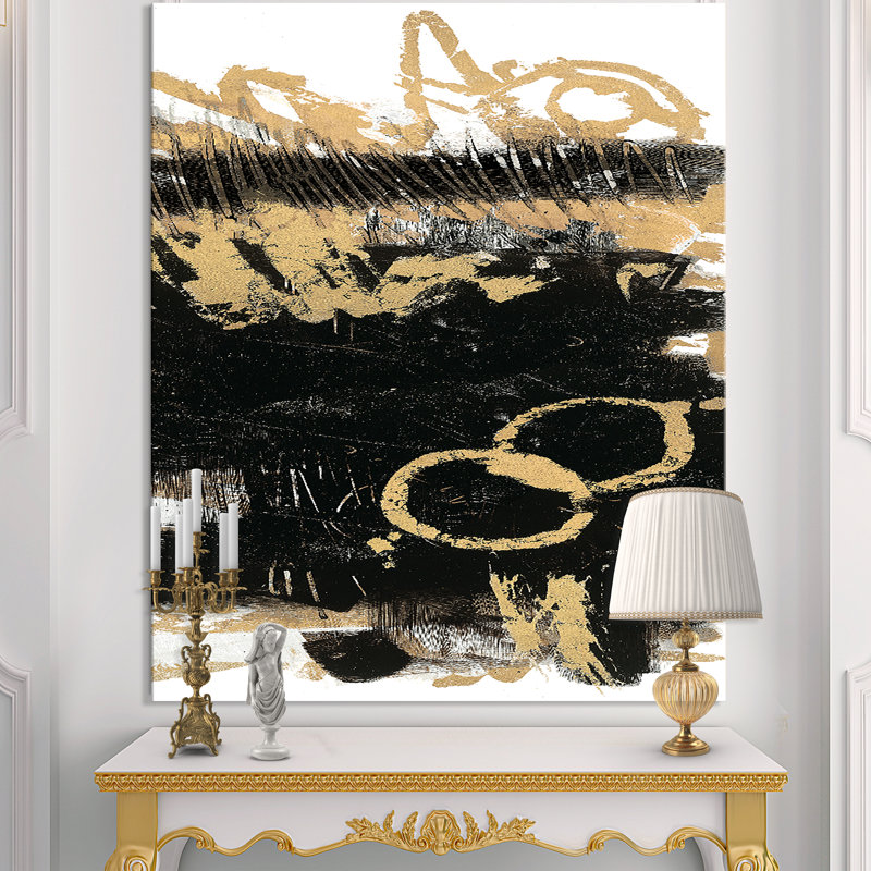 «Gold and Black Drift III», reproduction d'art sur toile tendue, H 46 po x l 36 po x P 1,5 po