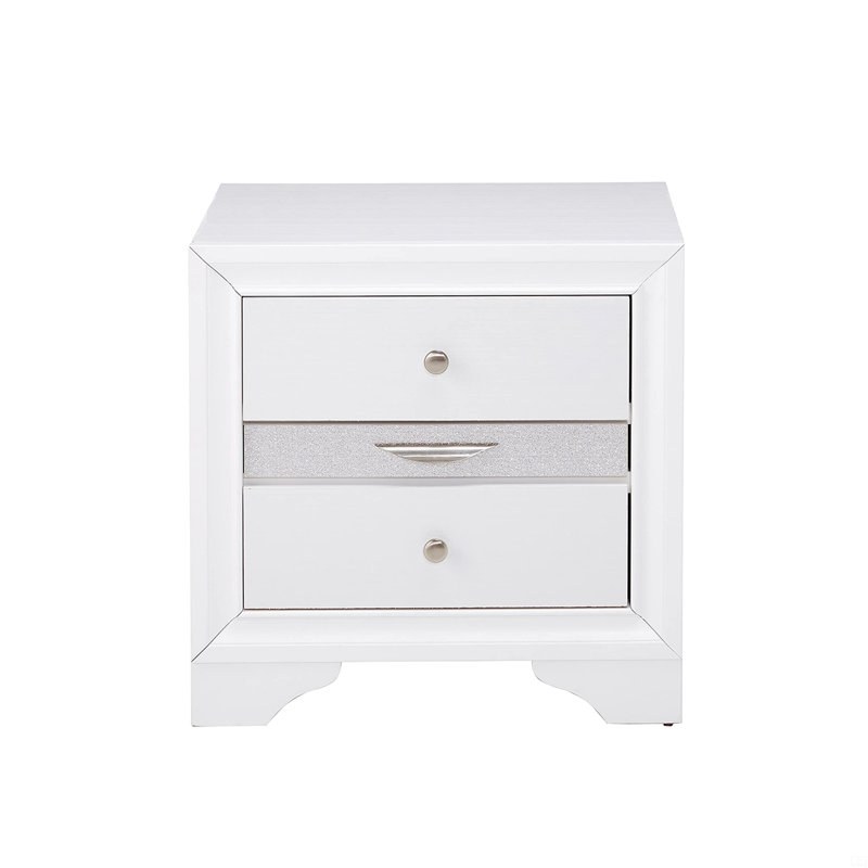2 tiroirs et 1 table de chevet à bijoux, Blanc