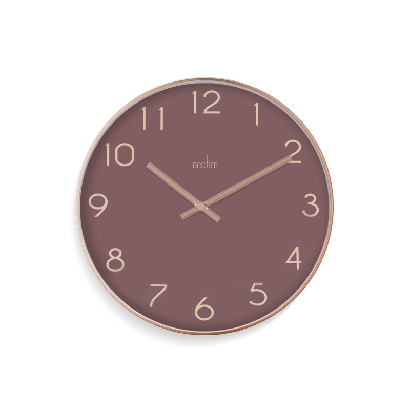 Acctim Elma Wall Clock Quartz Debossed Foil Numerals, Mulberry