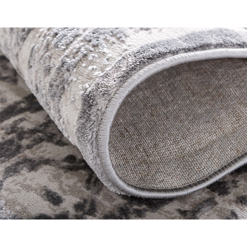 Tapis à motif oriental gris / beige Glencoe, Rectangle 5 pi x 8 pi
