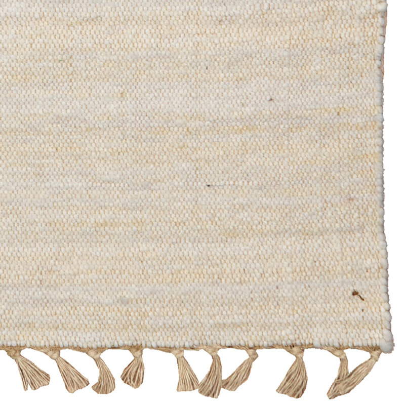Brogan Berber Reversible Ivory Wool Area Rug with Jute Core and Jute Fringe, Rectangle 5'3" x 7'6"