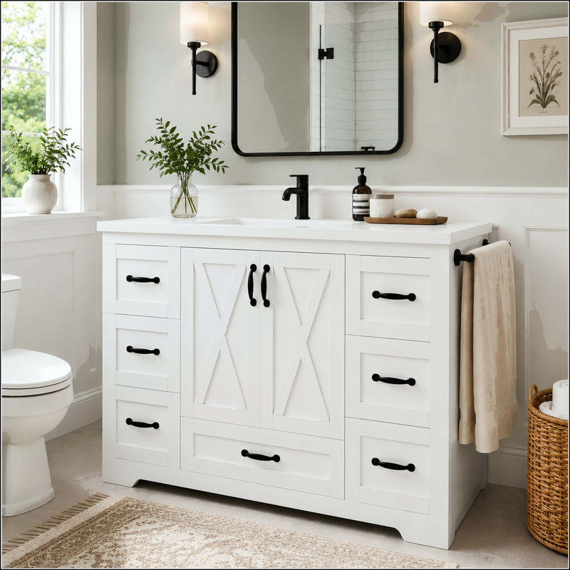 Meuble-lavabo 48 po avec 7 tiroirs Farmhouse