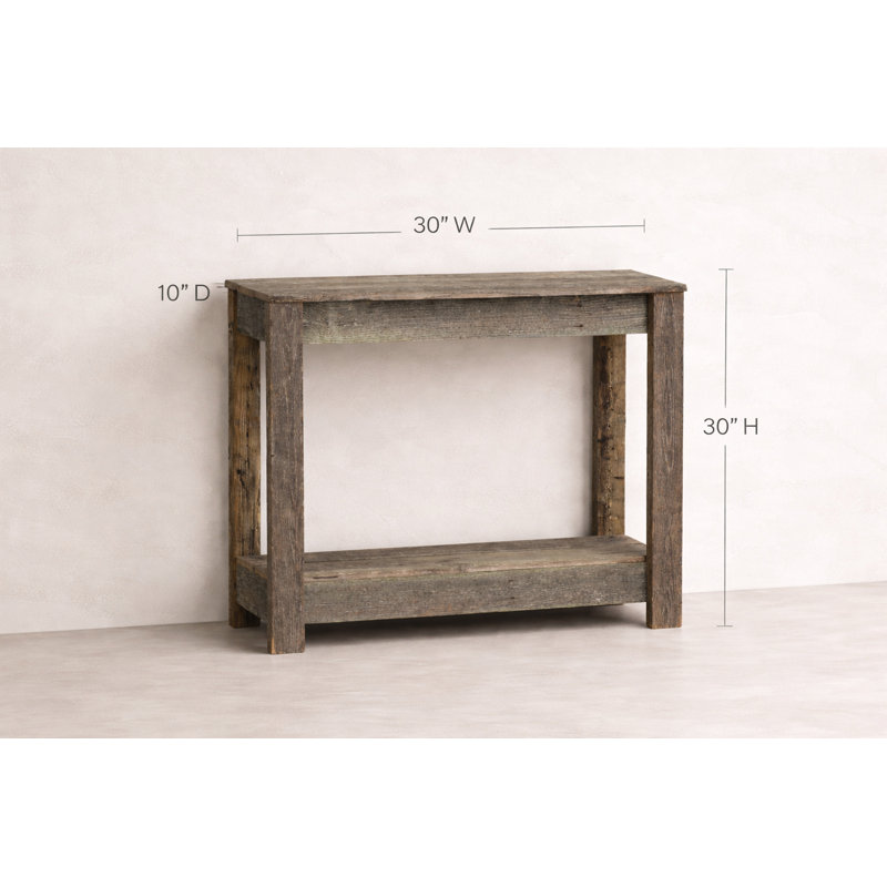 Reclaimed Wood Narrow Console Table Natural Handmade Rustic Entryway Table 30" W x 10" D x 30" H, Natural