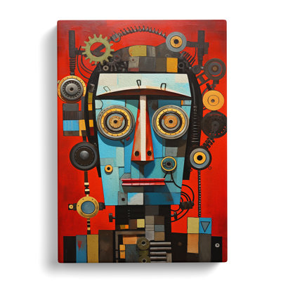 Robot Constructivism Art - Wrapped Canvas