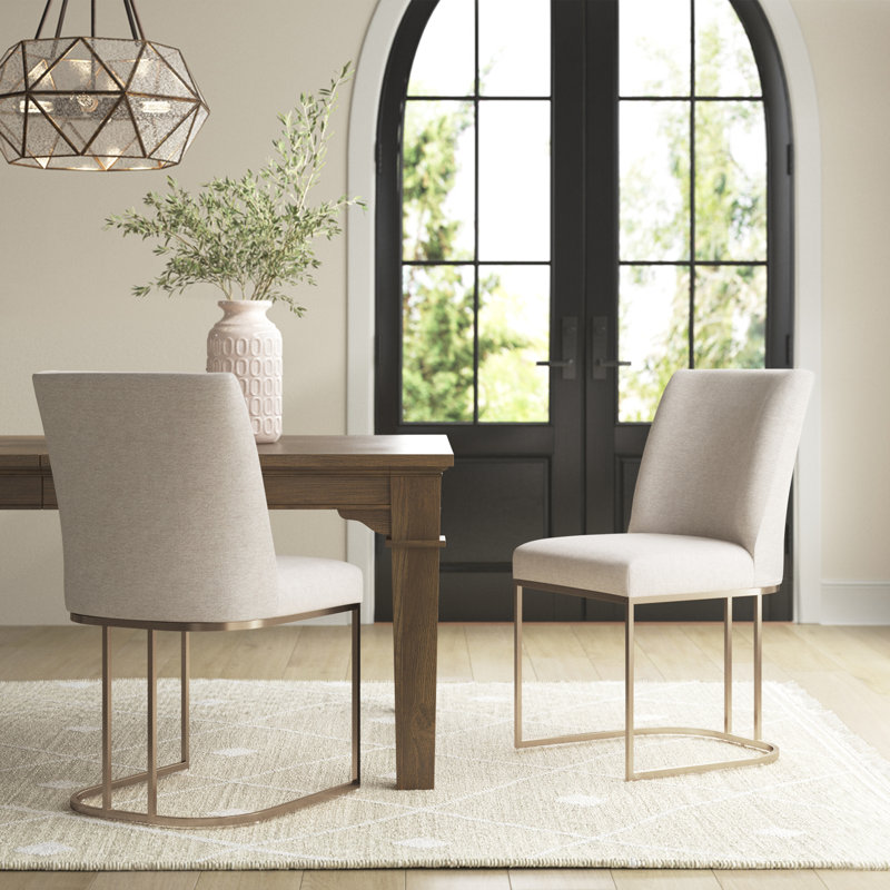 Caddo 18.5'' H Upholstered Side Chair, Cream Performance Basketweave