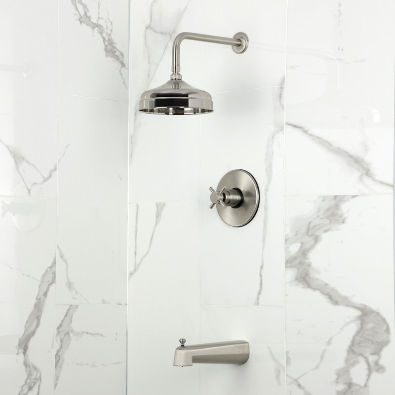 Kingston Brass Concord Single-Handle Pressure Balanced Tub and Shower Faucet, Brushed Brass