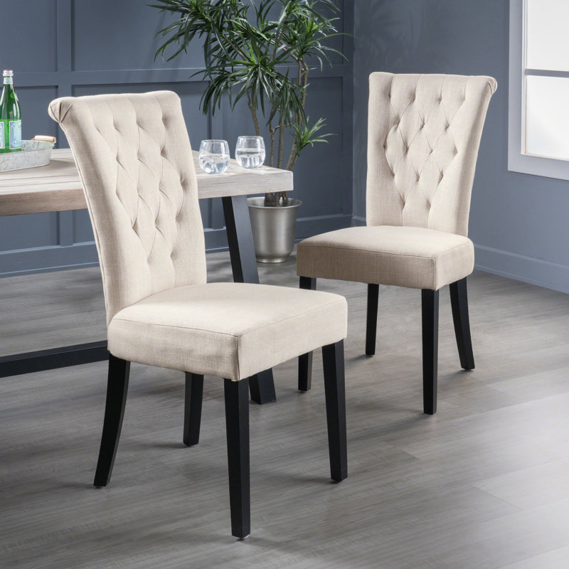 Crittenden Tufted Side Chair, Light Beige Polyester