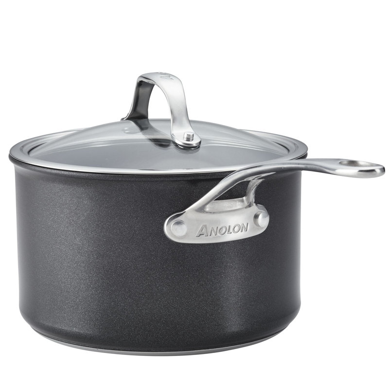 Anolon X Hybrid Nonstick Cookware Induction Pots and Pans Set, 7 Piece, Dark Gray