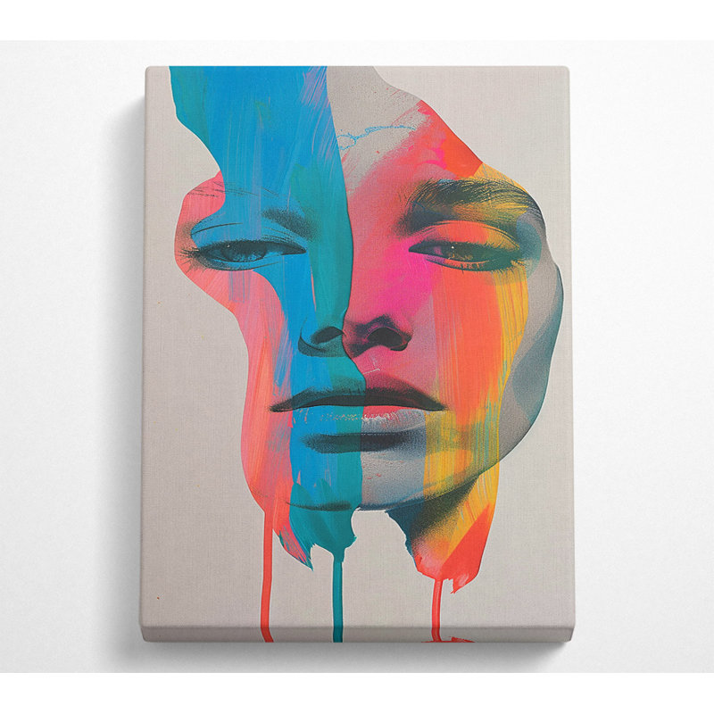 Painted Face Abstract - No Frame Print on Canvas, 142.2cm H x 101.6cm W