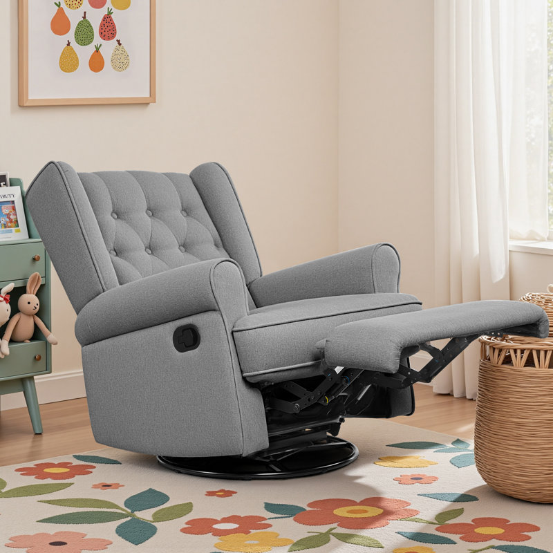 Fauteuil inclinable manuel oscillant avec repose-pieds Venancia, Gris