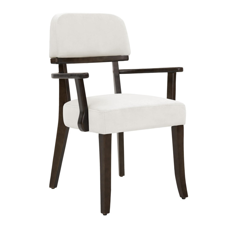 Chaises de salle à manger rembourrées modernes avec pieds en bois massif , Velours blanc