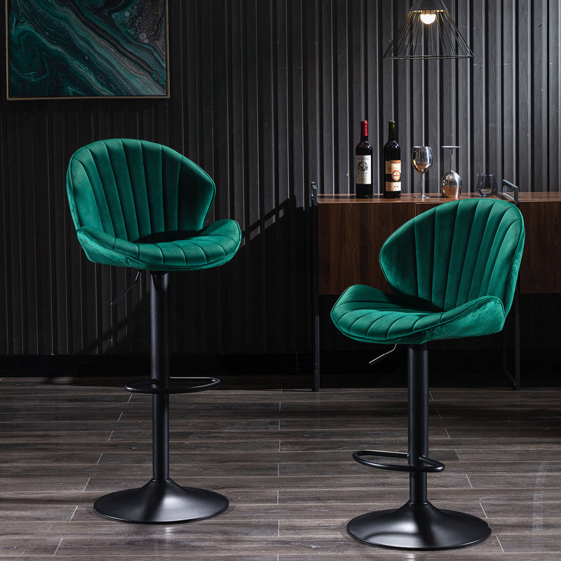 Tabourets de bar réglables avec dossier et repose-pieds, chaises de bar à hauteur de comptoir, Vert