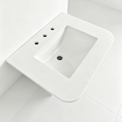28" Bathroom Vanity Engineered Stone  Countertop & Ceramic Basin Sink, Assembly Needed