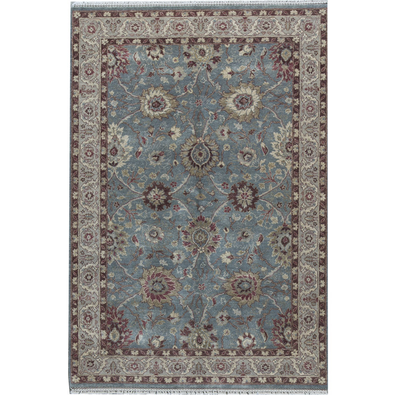 Wool Oriental Area Rug in Blue/Gray/Brown