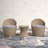 Jakeem Modern Style All-Weather Wicker Outdoor Set, 2 Chairs With Cushions and 18"H Cocktail Table