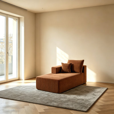63" Oversized Upholstered Chaise Lounge With Armrests & Throw Pillows No Assembly Required