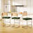 Mid-Century Modern Stool, Set of 1, 26.2" Height Counter Stool, Natural Rattan Back with Thick Padded Seat & Metal Legs – Green-1406714042