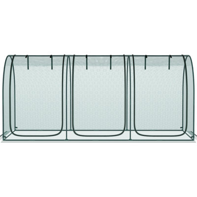 Cage de jardin 9 po x 4 pi avec 3 entrées à fermeture à glissière, compartiment de rangement, 6 piquets de sol, couvercle pour portes, contenant, ancres