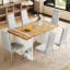 Table en grain de bois naturel et 6 sièges gris à déformation de 55 po x 31,5 po avec chaises en polyuréthane imperméables