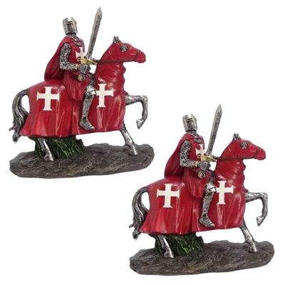 "2-PC Set" ICE ARMOUR 6 "H croisé rouge, cavalerie, statue, sculpture, ornement, décoration de la maison / chambre, et des idées de cadeaux parfaits pour la pendaison de crémaillère, les fêtes et les anniversaires