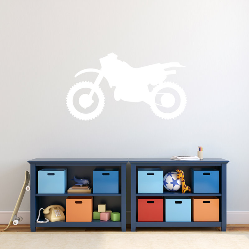 Décalcomanie murale silhouette de vélo à saleté, blanc