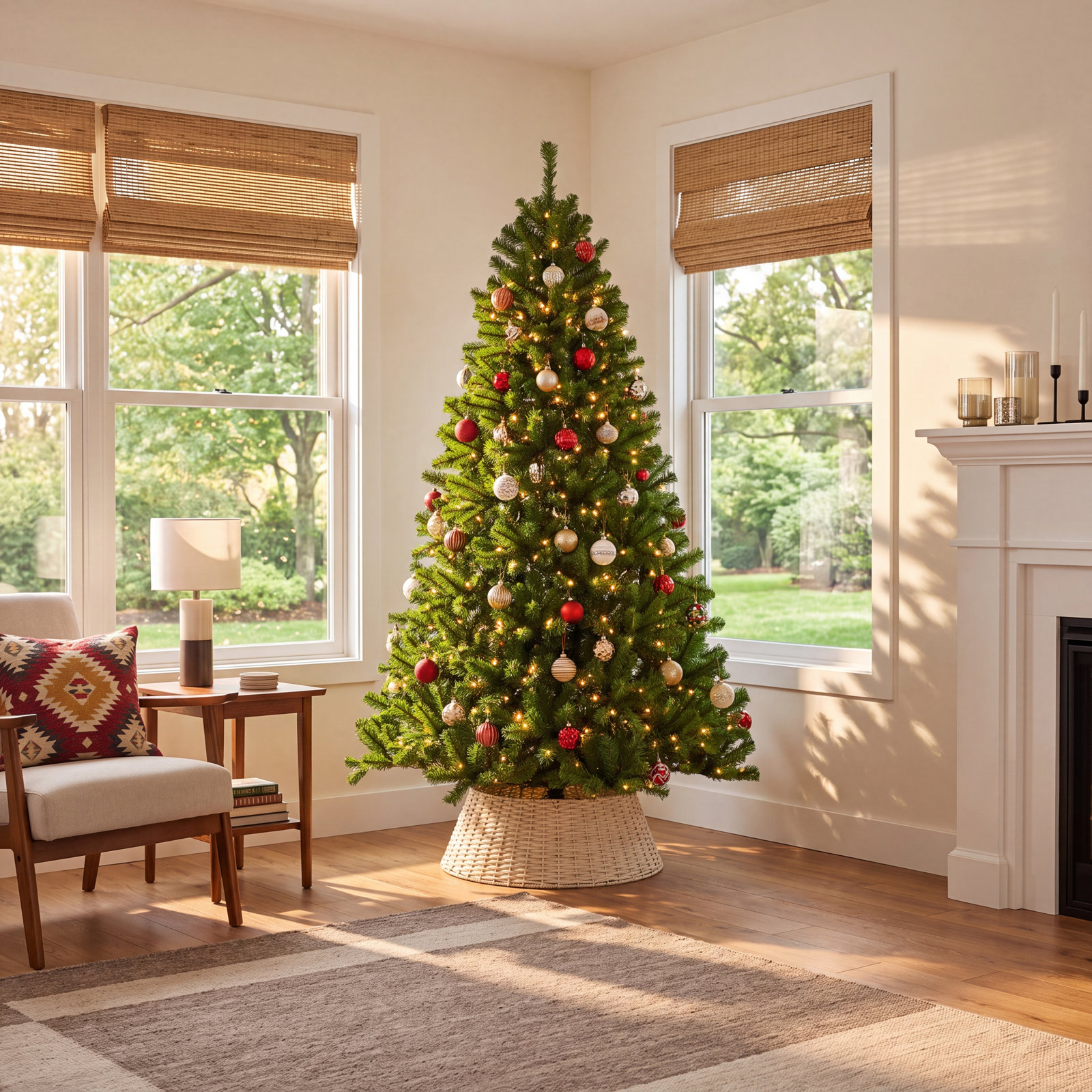 Lighted Artificial Christmas Tree, 9'