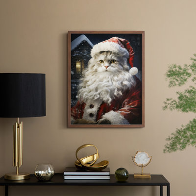 «Santa Paws II», reproduction encadrée - bois massif