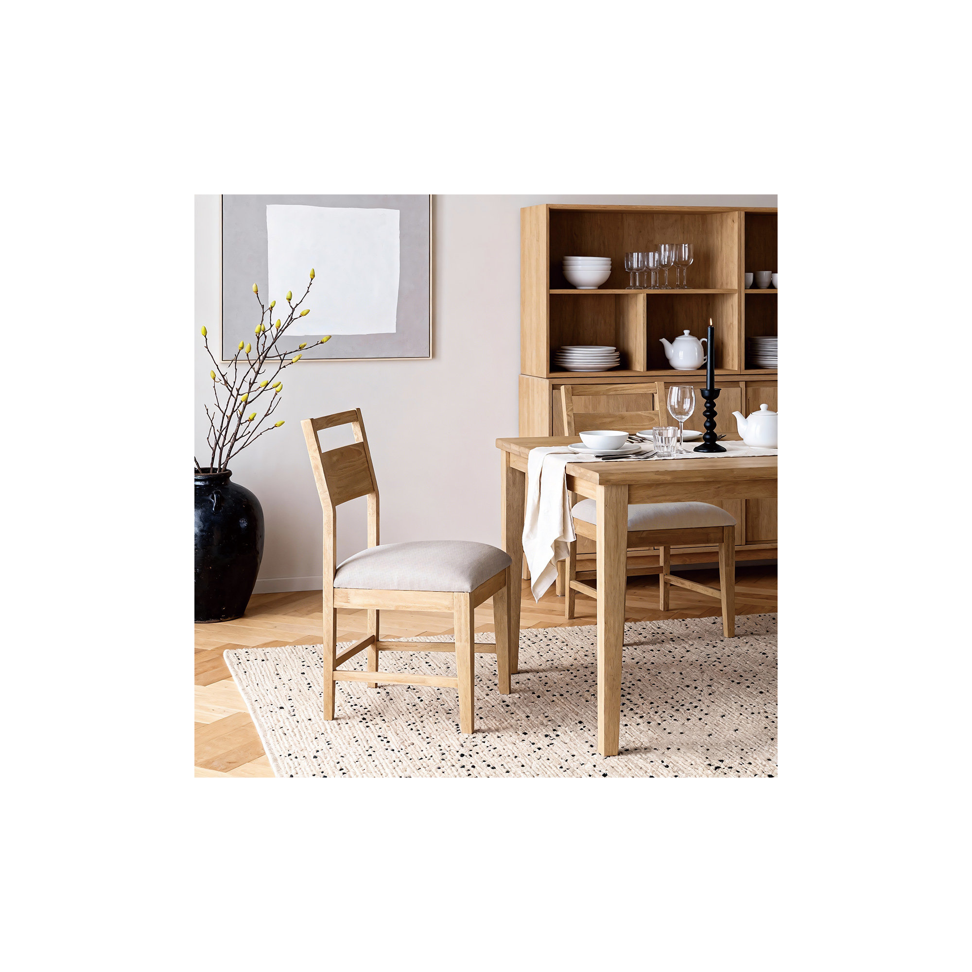 Mid-Century Upholstered Dining Chair with Frame in Walnut Finish, Natural Wood