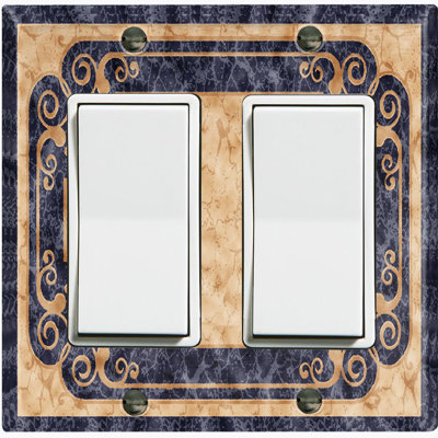 Élégante plaque de tapis beige à motif de tapis noir à 2 bandes