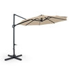 Parasol de patio en porte-à-faux de 10 pi avec rotation à 360 °, inclinaison facile, 8 nervures beige