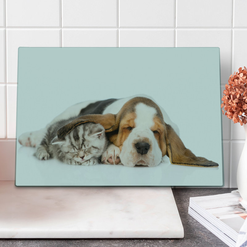 Planche à découper Ambesonne Basset Hound, grand chiot dormant perle taupe foncé