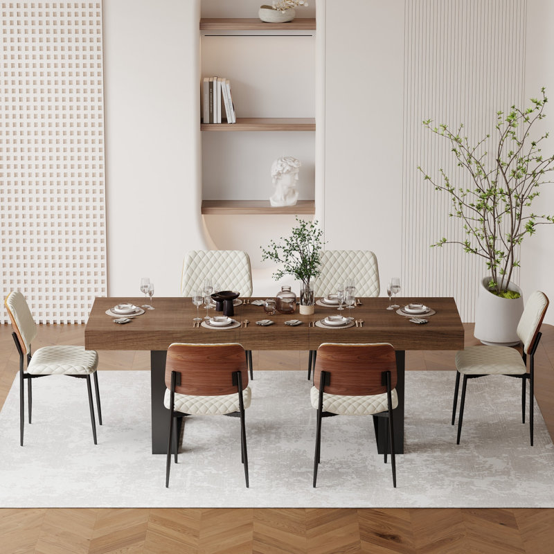Ensemble de table de salle à manger pour 6 personnes avec table de salle à manger extensible rectangulaire et chaises rembourrées