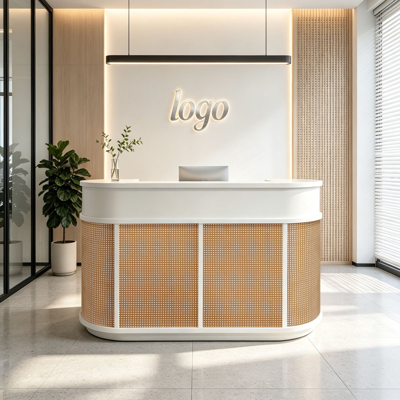Bureau d'accueil vintage avec rangement, comptoir multifonctionnel pour bureaux, commerces, entreprises et zone d'enregistrement
