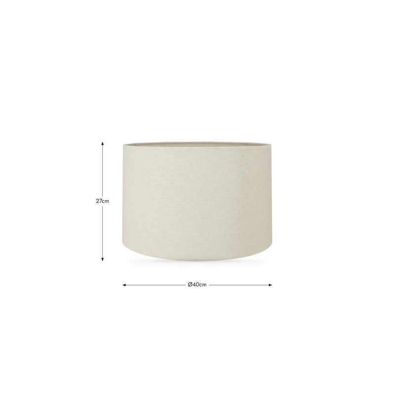 Lino Self Lined Linen Drum Shade, 27cm H x 40cm W x 40cm D, Cream
