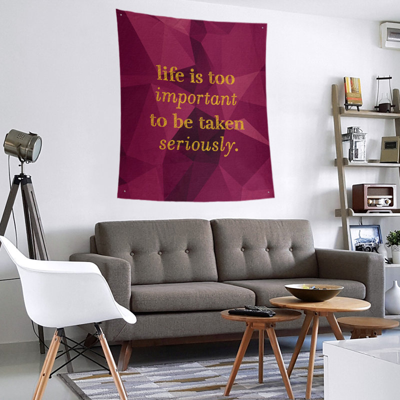 Tapisserie de levity en polyester en faux gemme et citation, H 60 po x l 51 po, Spinelle / or