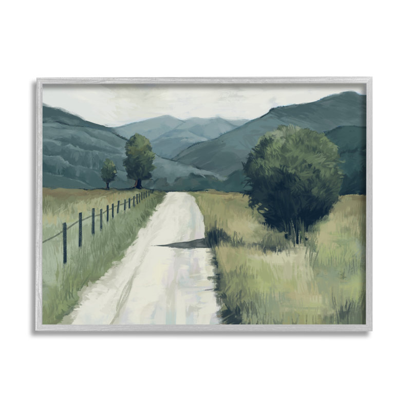 «Farmland Fields Green Blue Landscape» par Ziwei Li - reproduction d'art, Cadre gris, H 24 po x l 30 po
